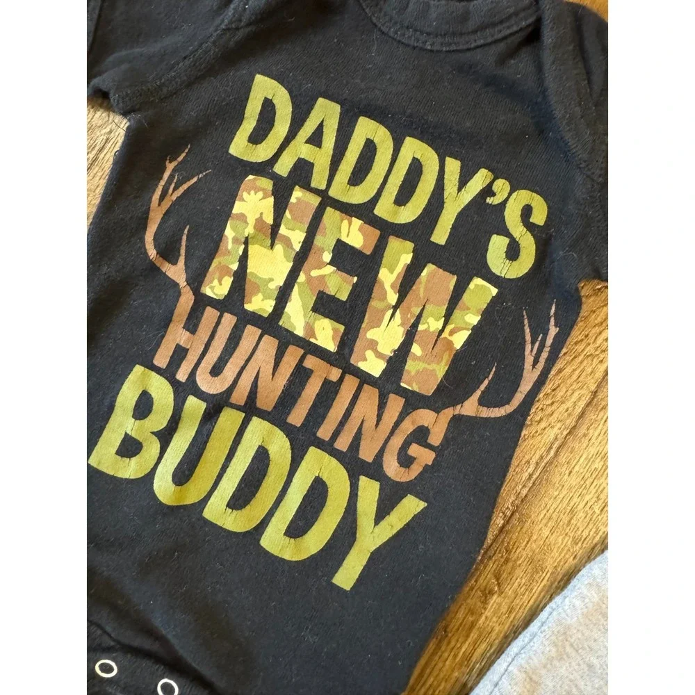 Baby Boy‎ Newborn Outfit Bodysuit Pants Daddy Hunting Buddy Shirt Clothes Camo